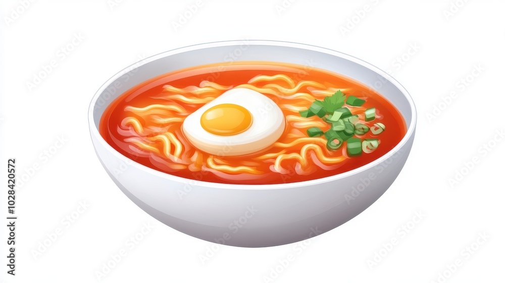 Korean instant noodles with Tteokbokki, spicy sauce, street food style, Rabokki Korean instant noodles with Tteokbokki, spicy sauce, street food style, Rabokki