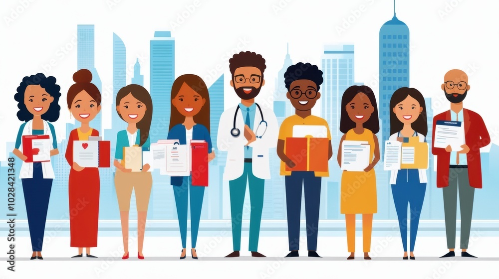 Fototapeta premium Diverse Team Offering Health Insurance Options