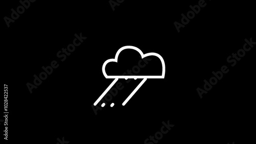 Cloud with Rain icon Animated on a Transparent Background. Loop Animation with Alpha Channel