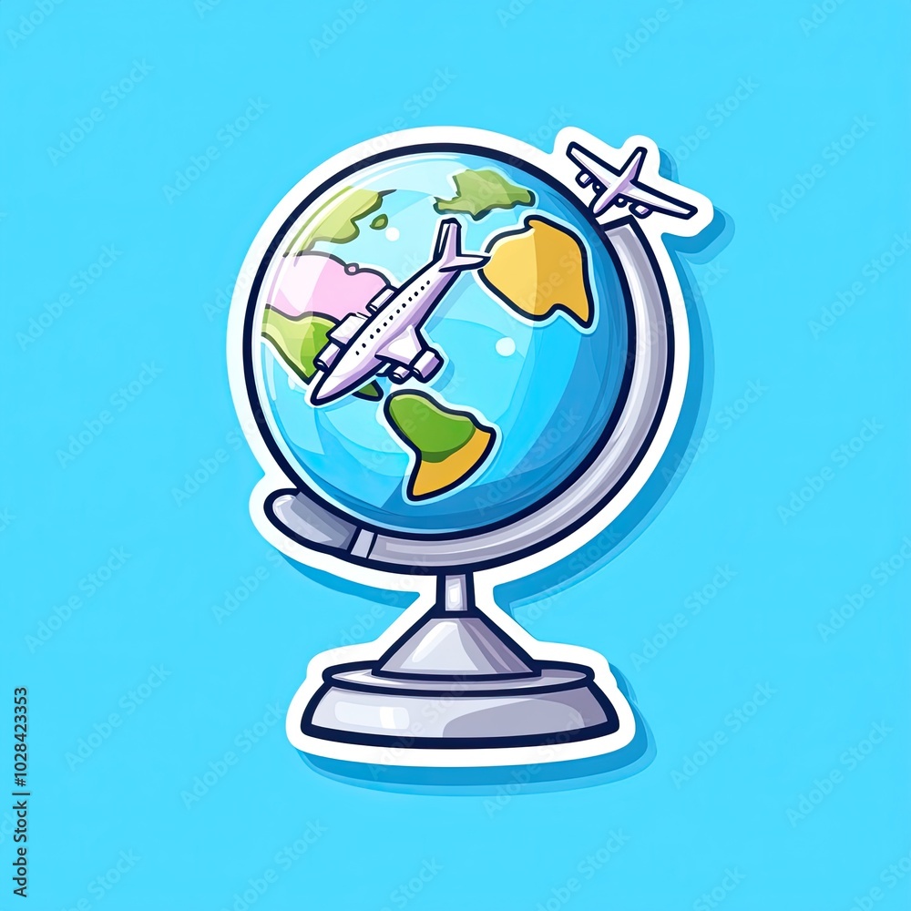 Globe with Airplane Flying Around the World Globe with Airplane Flying Around the World