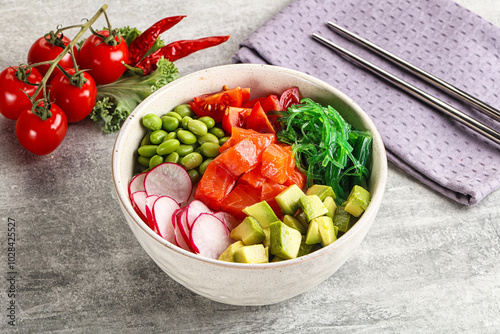 Hawaian cuisine - Poke with salmon photo