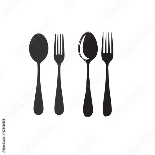 fork and spoon silhouette vector