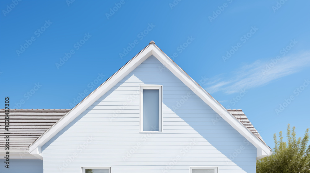 Freshly painted exterior of the house, clean facade Freshly painted exterior of the house, clean facade