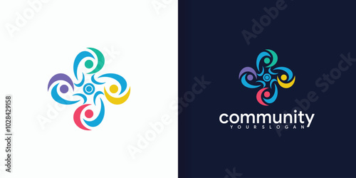unity community concern logo isolated with spine, creative people logo, teamwork