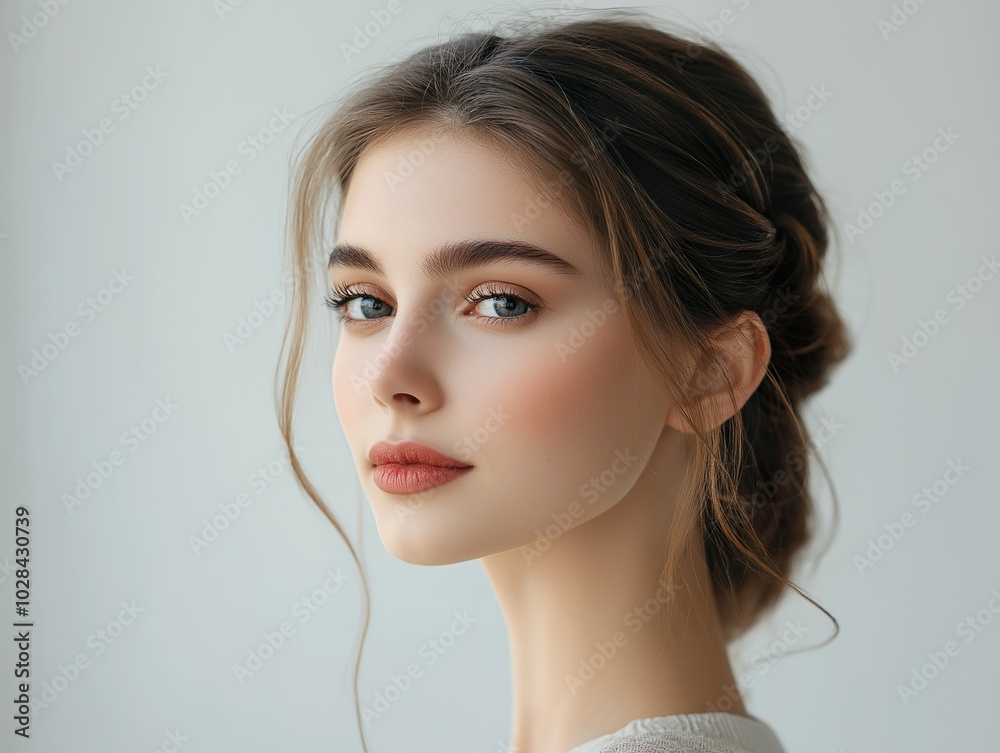 profile of a beautiful woman, front camera profile of a beautiful woman, front camera