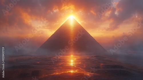 Reflection of Sunlight on Golden Pyramid Top