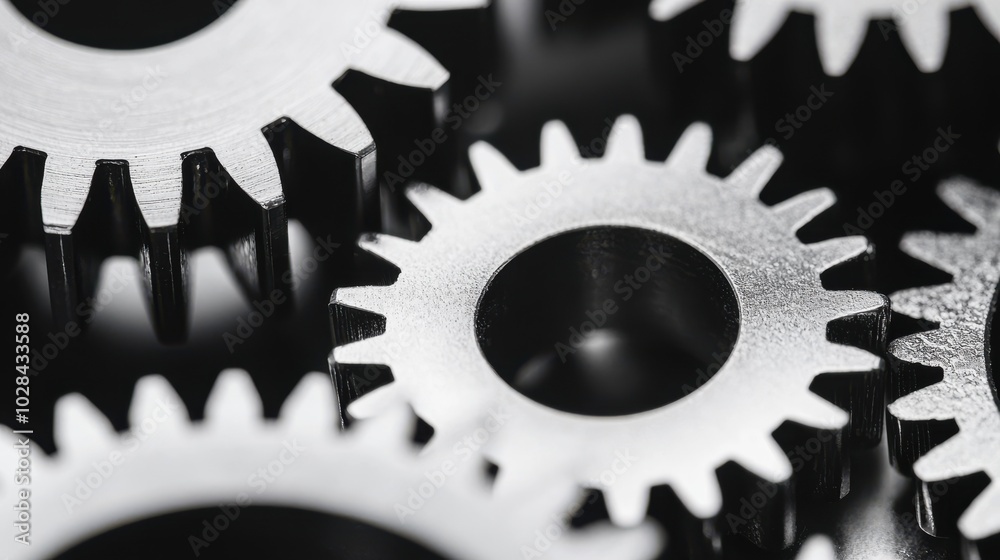 Multiple gears of different sizes interlocking and turning together, symbolizing the interdependence and harmony of a team working towards a common goal Multiple gears of different sizes interlocking and turning together, symbolizing the interdependence and harmony of a team working towards a common goal