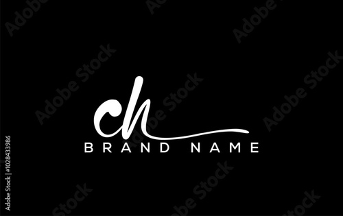 CH letter beauty handwriting vector logo.