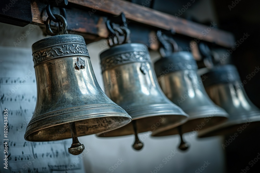Bell Choir Studio Equipment. Ringing the Bells with Sheet Music Bell Choir Studio Equipment. Ringing the Bells with Sheet Music