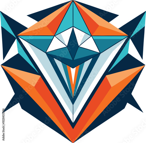 Geometrical illustration with a symmetrical arrangement of triangles shapes.Generative AI.