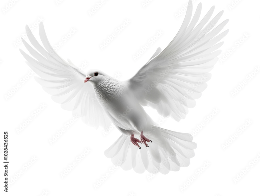 Fototapeta premium White dove silhouette on white background PNG transparent.