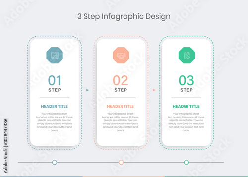 3 step Infographics Design Template, Chart diagram, Graph, Pie chart, workflow layout, vertical rectangle diagram, report, Editable presentation design elements, Process diagram in white background