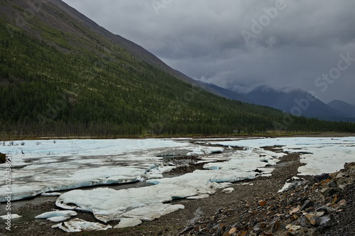 Summer ice on the Vostochnaya Khandyga River. photo