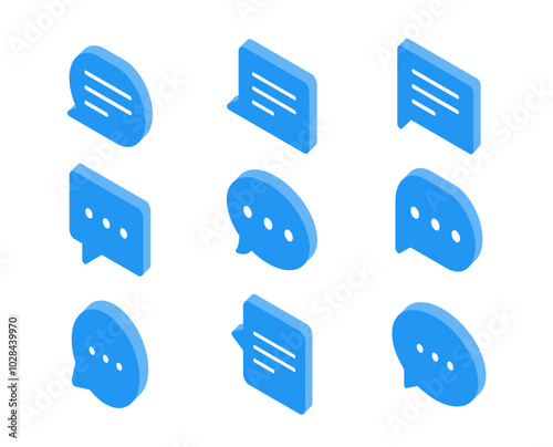 Set of isometric bubble chat vector icon.