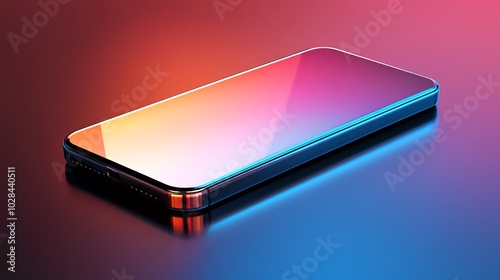 A modern smartphone on a colorful background.