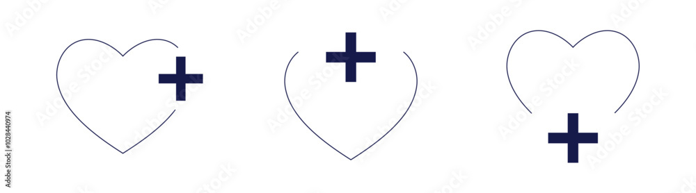 Heart and Cross Symbol Fusion Logos Showing Minimalist Visual of Love and Healing in Three Stages Heart and Cross Symbol Fusion Logos Showing Minimalist Visual of Love and Healing in Three Stages