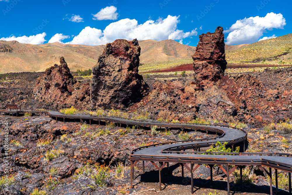 Fototapeta premium North Crater Flow Trail at Craters of the Moon National Monument in Idaho, United States