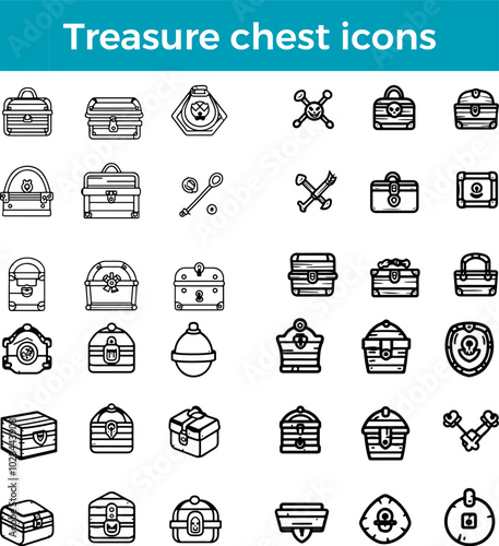 Treasure chest icon pirate gold vector locked box treasure hunt loot wealth ancient symbol