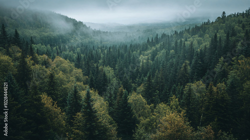 A breathtaking forest view from a hilltop, showcasing the vastness of nature.