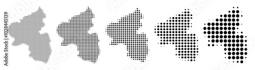 Rhineland-Palatinate Map halftone in different sizes