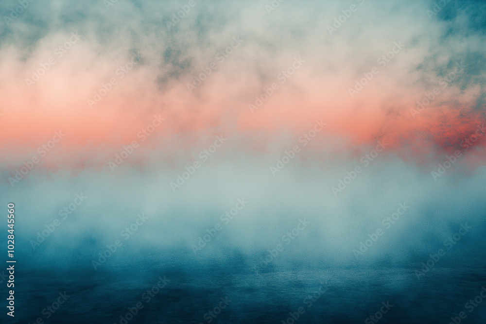 Abstract banner template with smog effect background. Smoke, fog or dust with color gradient coral to blue. Abstract banner template with smog effect background. Smoke, fog or dust with color gradient coral to blue.