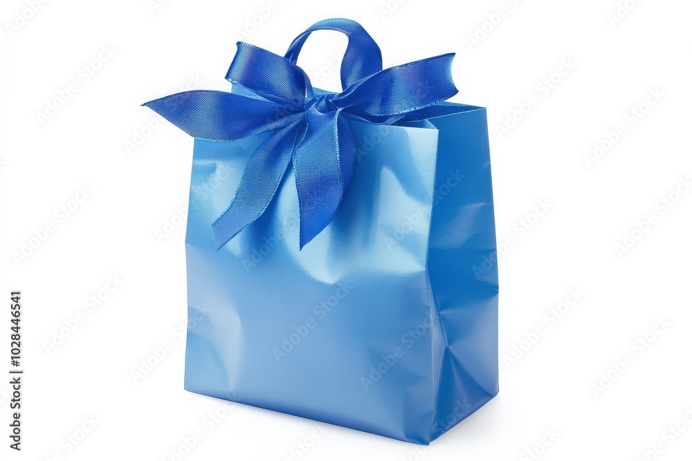 Blue Gift Bag - Celebration Container in Vibrant Blue Colors on White Background Blue Gift Bag - Celebration Container in Vibrant Blue Colors on White Background