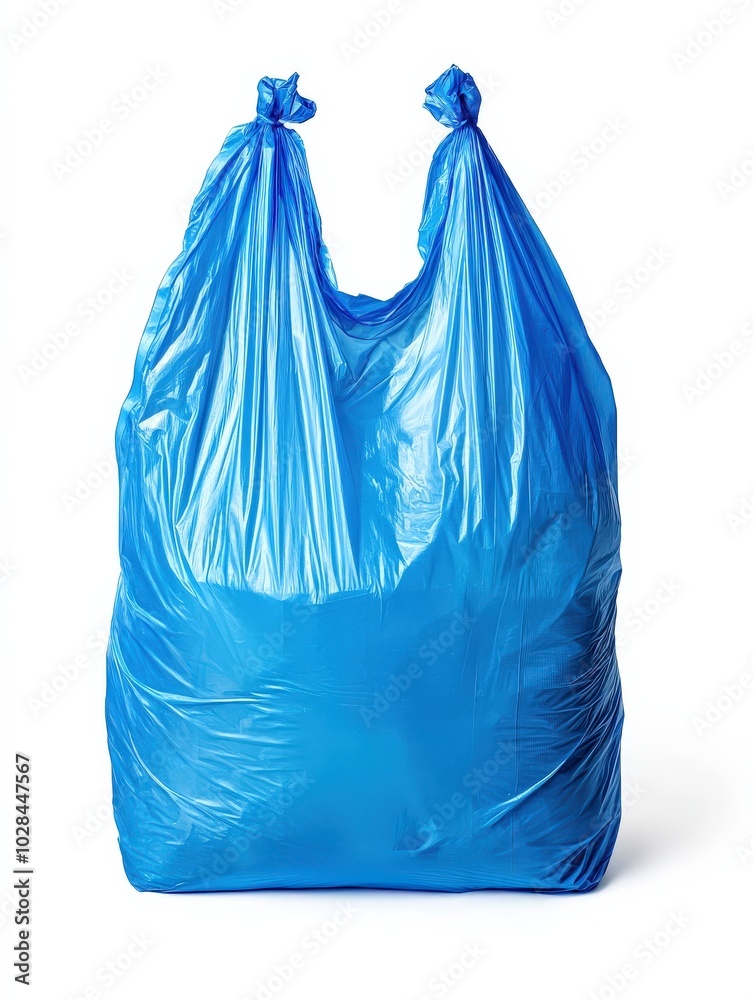 Blue Plastic Bag Isolated on White Background - Eco-Friendly Recycling Concept Blue Plastic Bag Isolated on White Background - Eco-Friendly Recycling Concept
