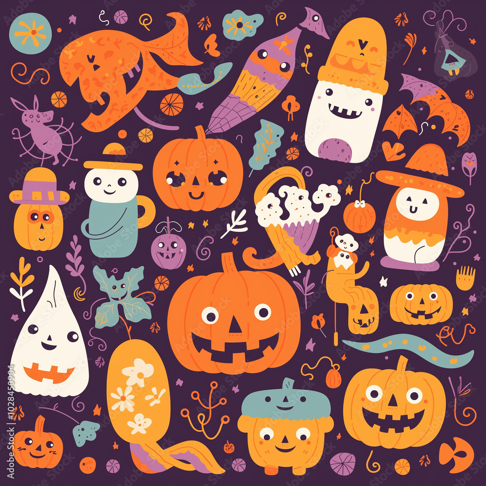 Obraz premium halloween seamless pattern