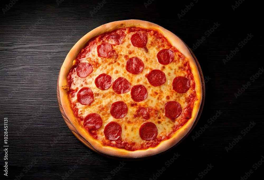 Pizza isolated on black background top view Pizza isolated on black background top view