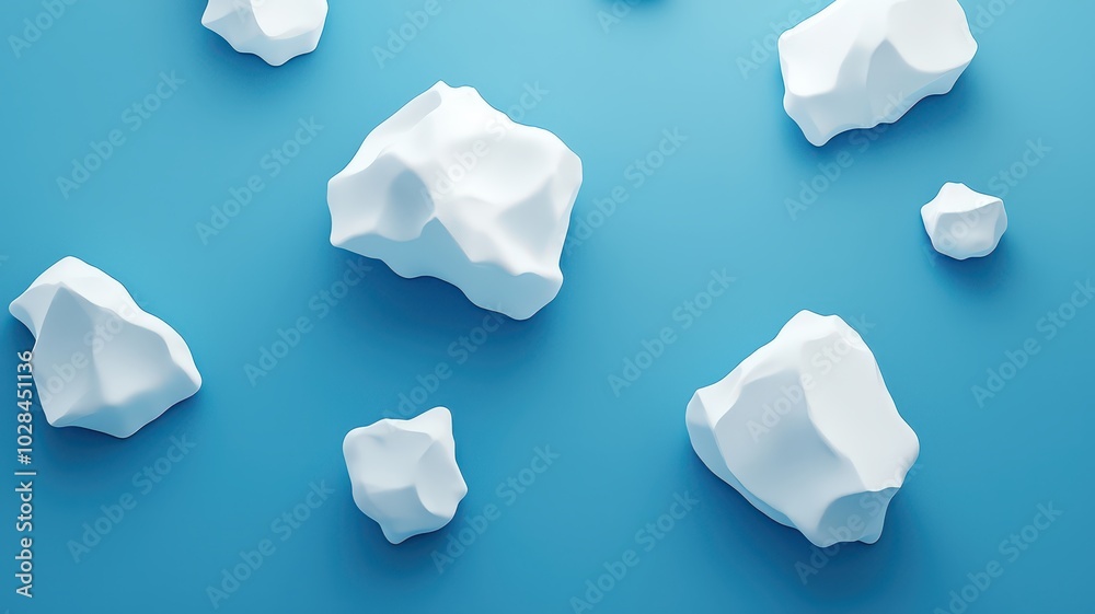 3D Illustration of Melting Ice Caps: A Visual Impact of Global Warming and Climate Change Effects