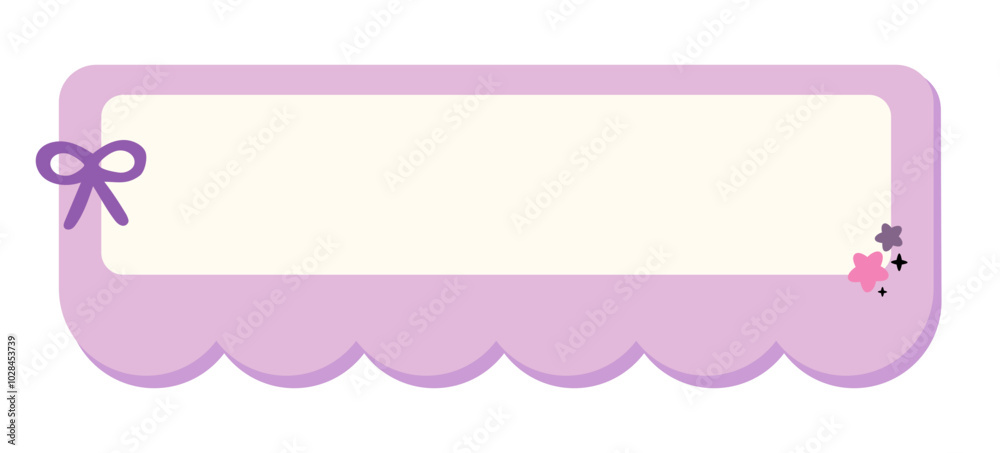 A cute purple horizontal title frame decorated with ribbon bow and stars vector illustration A cute purple horizontal title frame decorated with ribbon bow and stars vector illustration