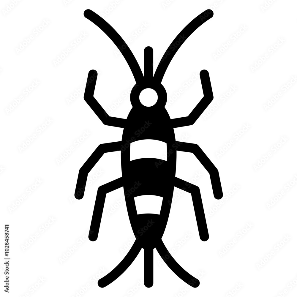 Silhouette of a Silverfish Insect on White Background Silhouette of a Silverfish Insect on White Background