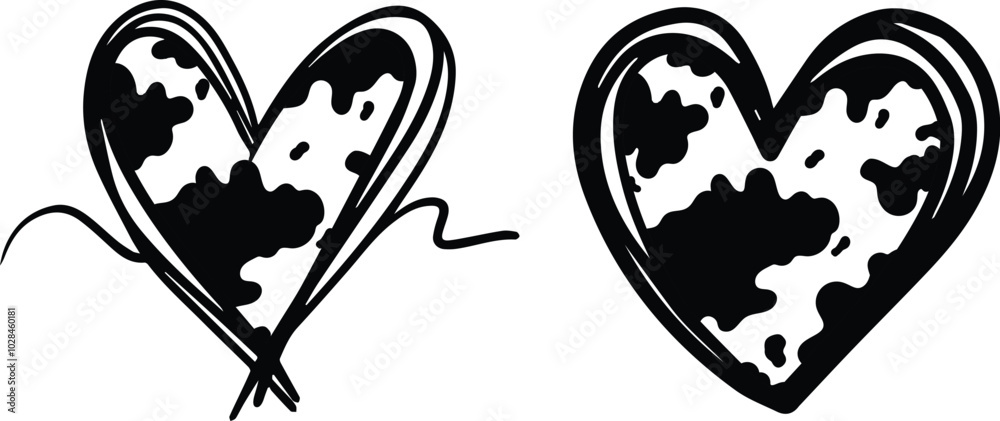Cow Doodle Animal Print Heart, Stickers, Decals, Crafting Cow Doodle Animal Print Heart, Stickers, Decals, Crafting