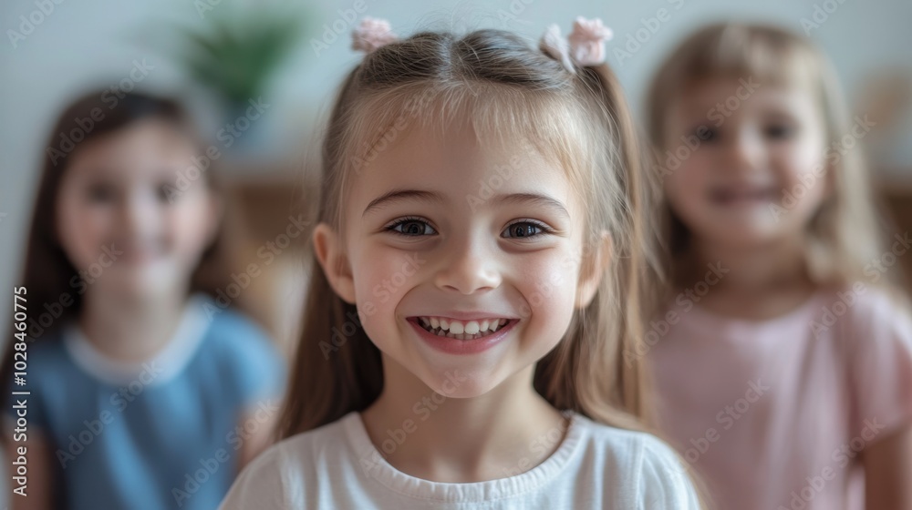 Close-up POV of happy children gathered together, grinning at the camera in a home environment. Soft, friendly background with minimal distractions. Close-up POV of happy children gathered together, grinning at the camera in a home environment. Soft, friendly background with minimal distractions.