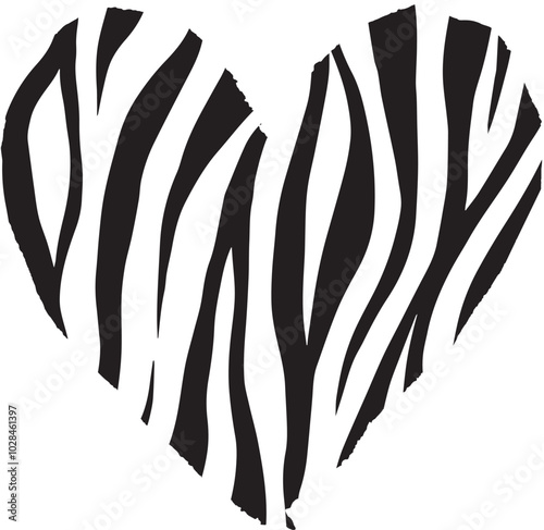 Zebra Animal Print Heart Clipart, Stickers, Decals, Crafting