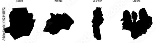 Isabela, Kalinga, La Union, Laguna outline maps
