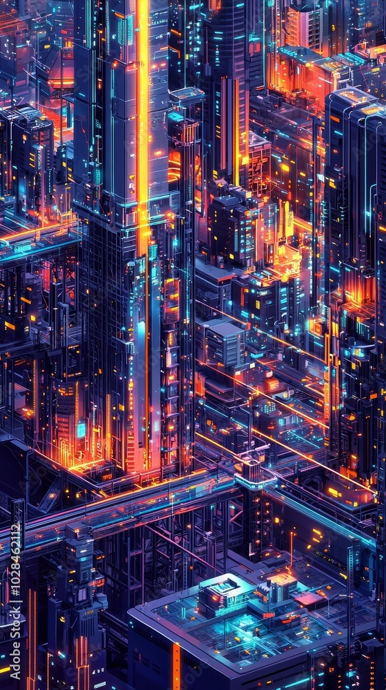 A colorful flat design of a fully automated warehouse, with robots interacting with IoT-connected shelves and real-time data monitoring. A colorful flat design of a fully automated warehouse, with robots interacting with IoT-connected shelves and real-time data monitoring.