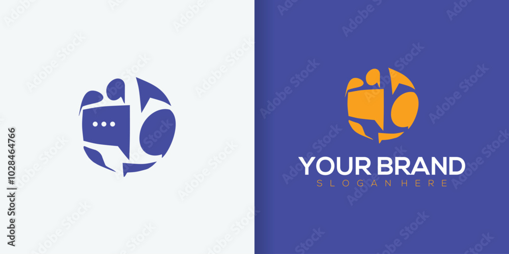 Group chat logo design. bubble with chat logo combination Group chat logo design. bubble with chat logo combination