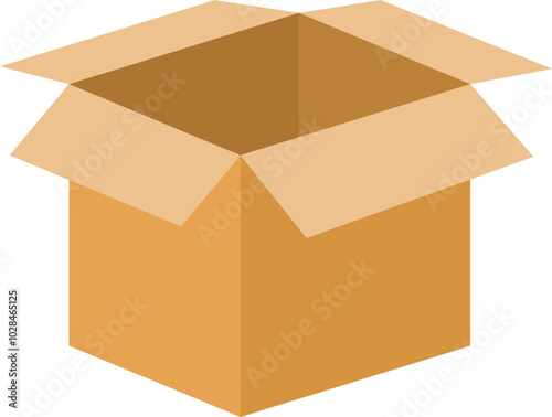 Cartoon open corrugated cardboard box illustration.