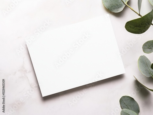 Blank white note card template on a clean background, ready for design