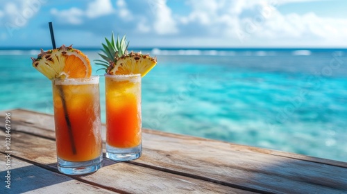 Tropical Cocktails by the Ocean