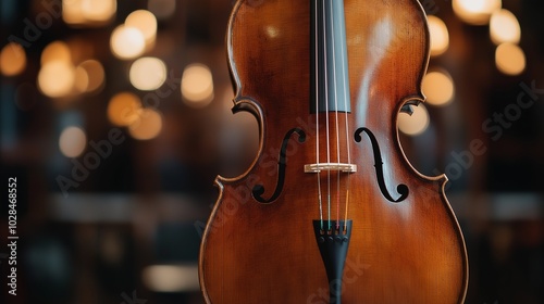 classical cello with a rich, mahogany finish and a deep