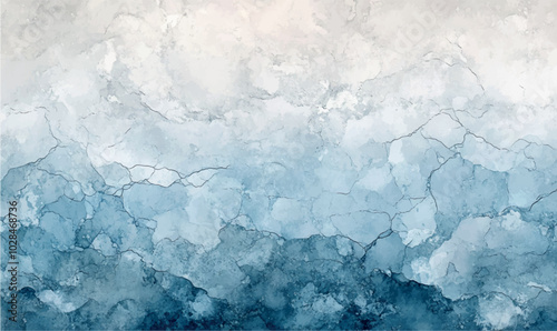 calm watercolor background in shades of gray, blue, and white, mimicking the frozen surface of a lake with subtle cracks in the ice