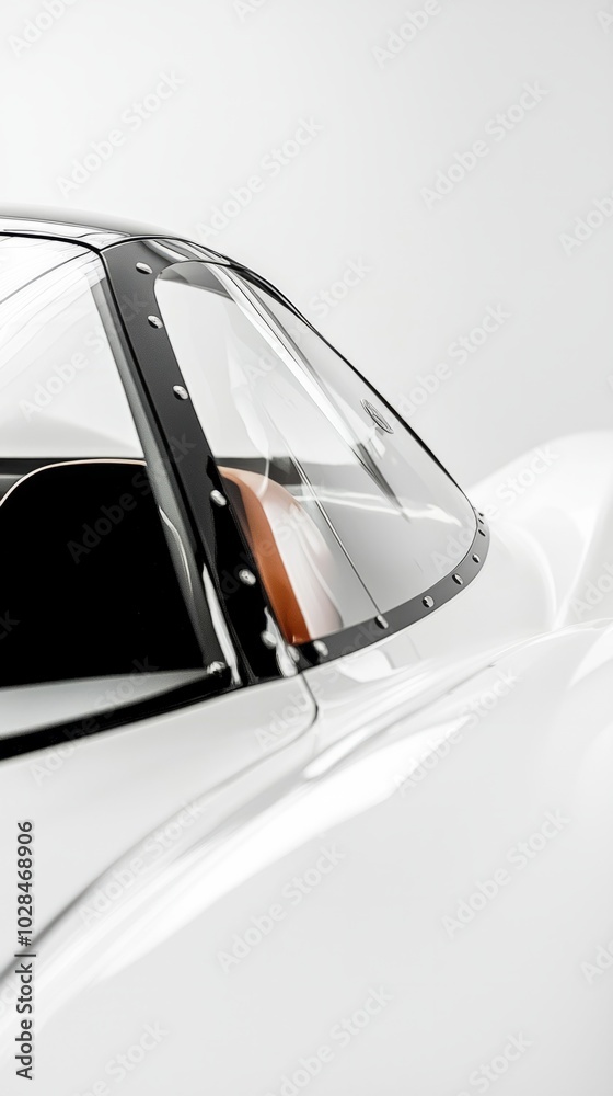 Obraz premium close up of the windscreen on race car, photographed in white studio space