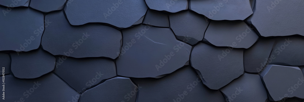 Abstract dark blue stone wall background.