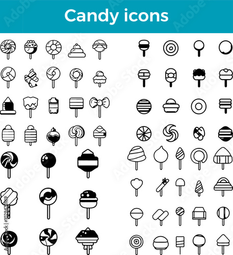 Candy icons vector sweet treat dessert colorful sugar indulgent illustration