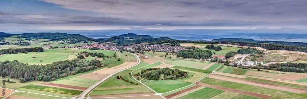 Drone panorama over the German village of Erpfingen Drone panorama over the German village of Erpfingen