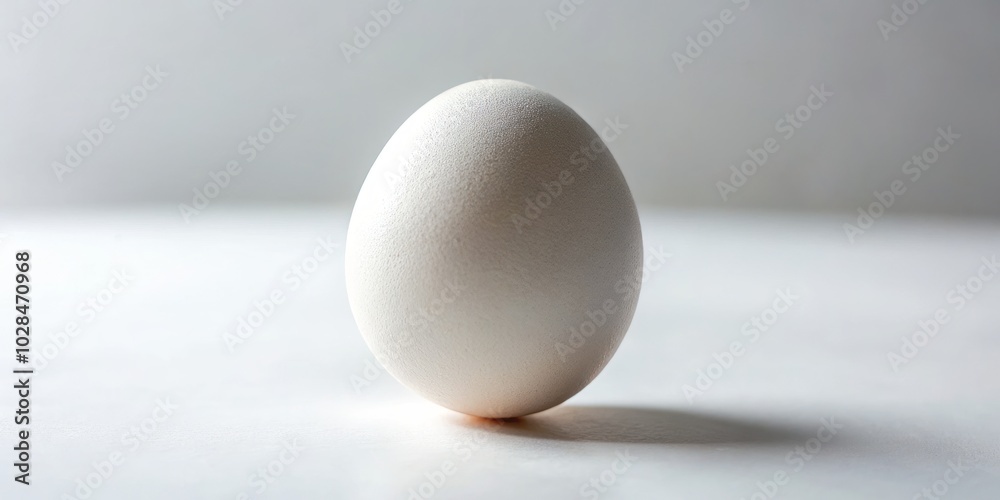A sophisticated white egg rests on a pristine white background, embodying minimalist food photography that highlights the beauty of simplicity and purity in design. A sophisticated white egg rests on a pristine white background, embodying minimalist food photography that highlights the beauty of simplicity and purity in design.