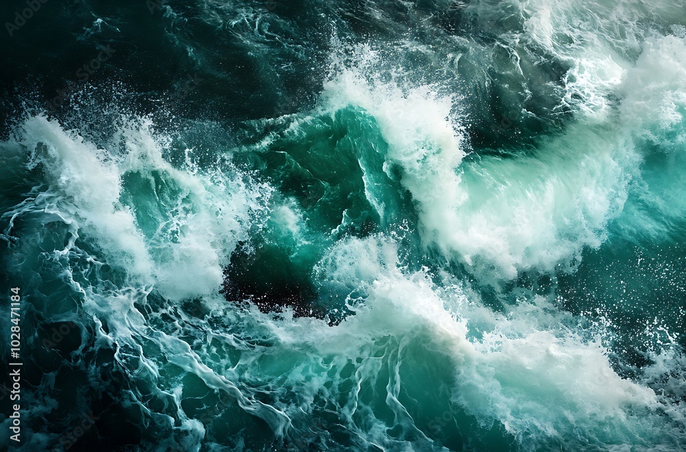 Aerial view of turbulent ocean waves Aerial view of turbulent ocean waves