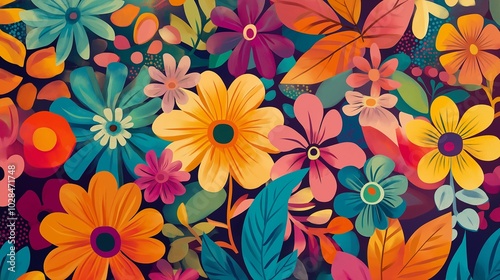 Wallpaper Mural colorful background with bright, abstract floral patterns Torontodigital.ca